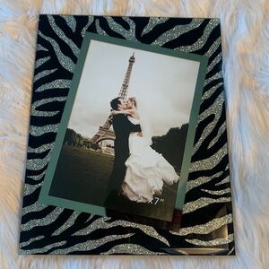 SILVER GLITTER ZEBRA MIRROR PRINT 5" X 7" PHOTO FRAME GLASS